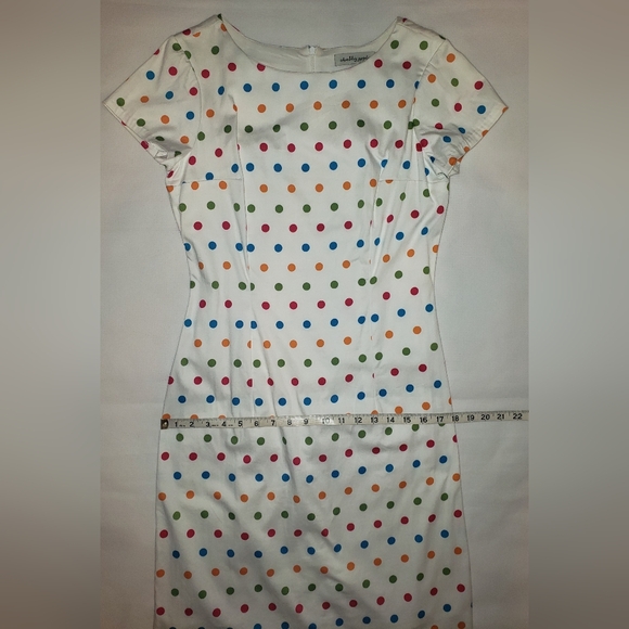 Shabby Apple white sheath dress with multi color polka dots size 6 - Picture 4 of 9